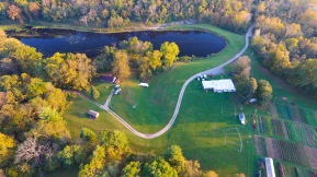 Bar, Dark Wood Farm, event area well shown by this drone image from Lucas Thompson